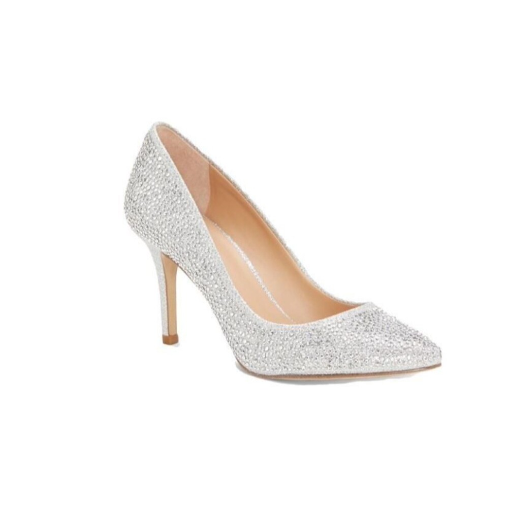 INC International Concepts Shoes Womens Size 7 Silver Zitah Pumps Rhinestones